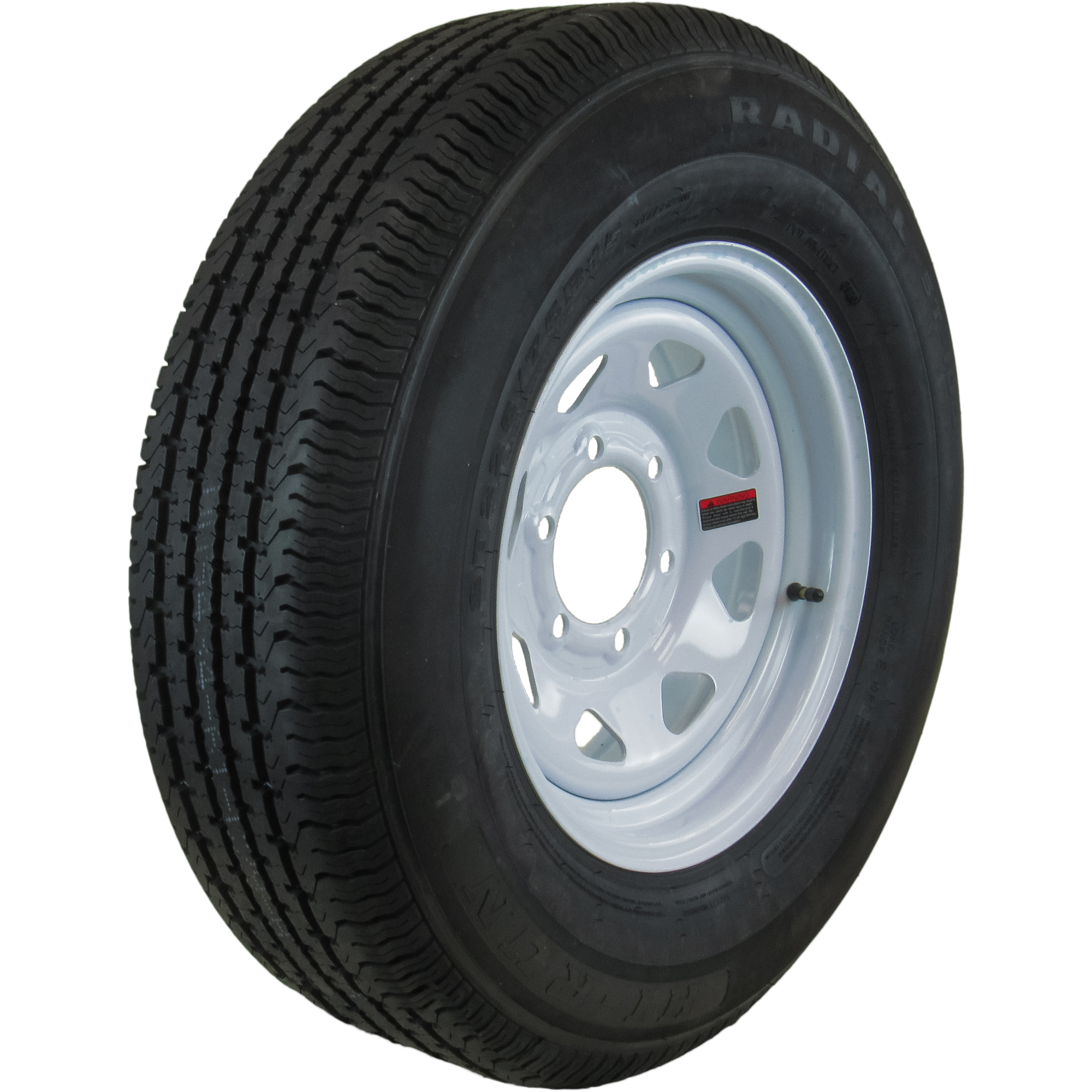 HI-RUN, Highway Trailer Tire Assembly, Radial, Spoked, Tire Size ST225/75R15 Load Range Rating E, Bolt Holes (qty.) 6 Model# ASR1205